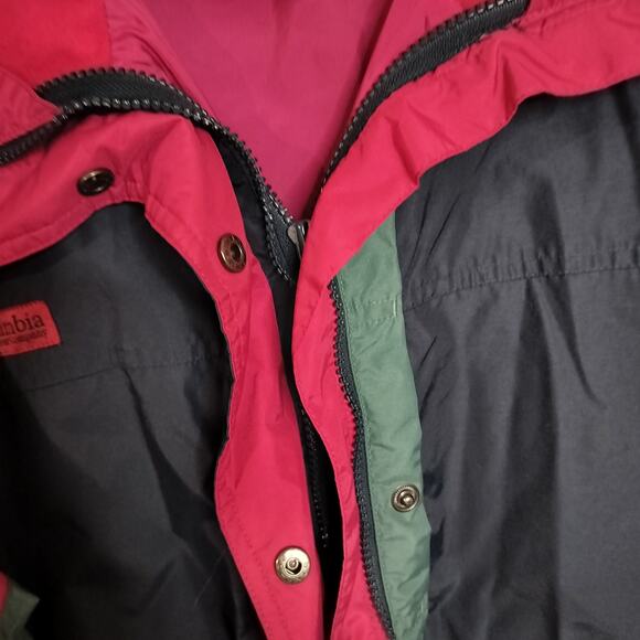 4483)Vtg Columbia Sportswear Women Black Pink Bugaboo Button Zip Nylon Jacket L - Picture 3 of 13